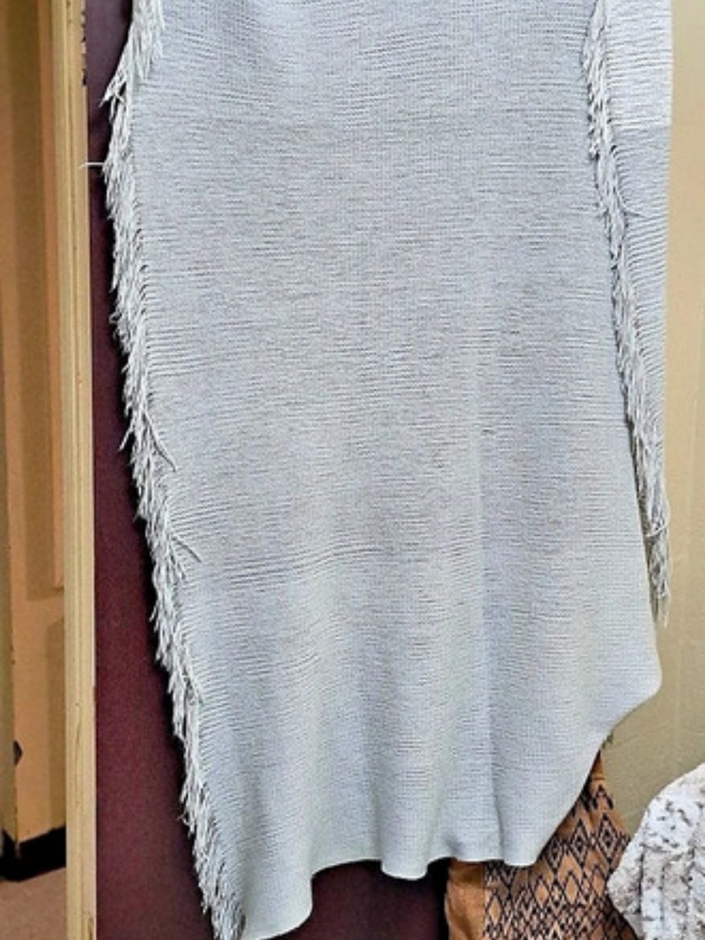 FabFitFun Lite Gray Fringed Throw Blanket